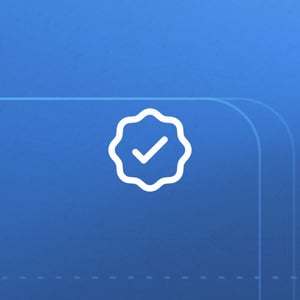 CyberGrant_Verified checkmark badge icon representing compliance and certification on blue digital background.