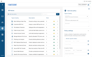 CyberGrant_Dashboard_DLP_Policies_RemoteGrant_screen