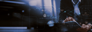 CyberGrant_Futuristic user interface showcasing how AI is transforming data protection and cybersecurity intelligence in modern business settings.